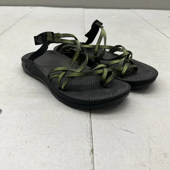 Chaco Black & Green Non-Marking Slip-On Adjustable Sandals Women’s Size 7 - Picture 1 of 11